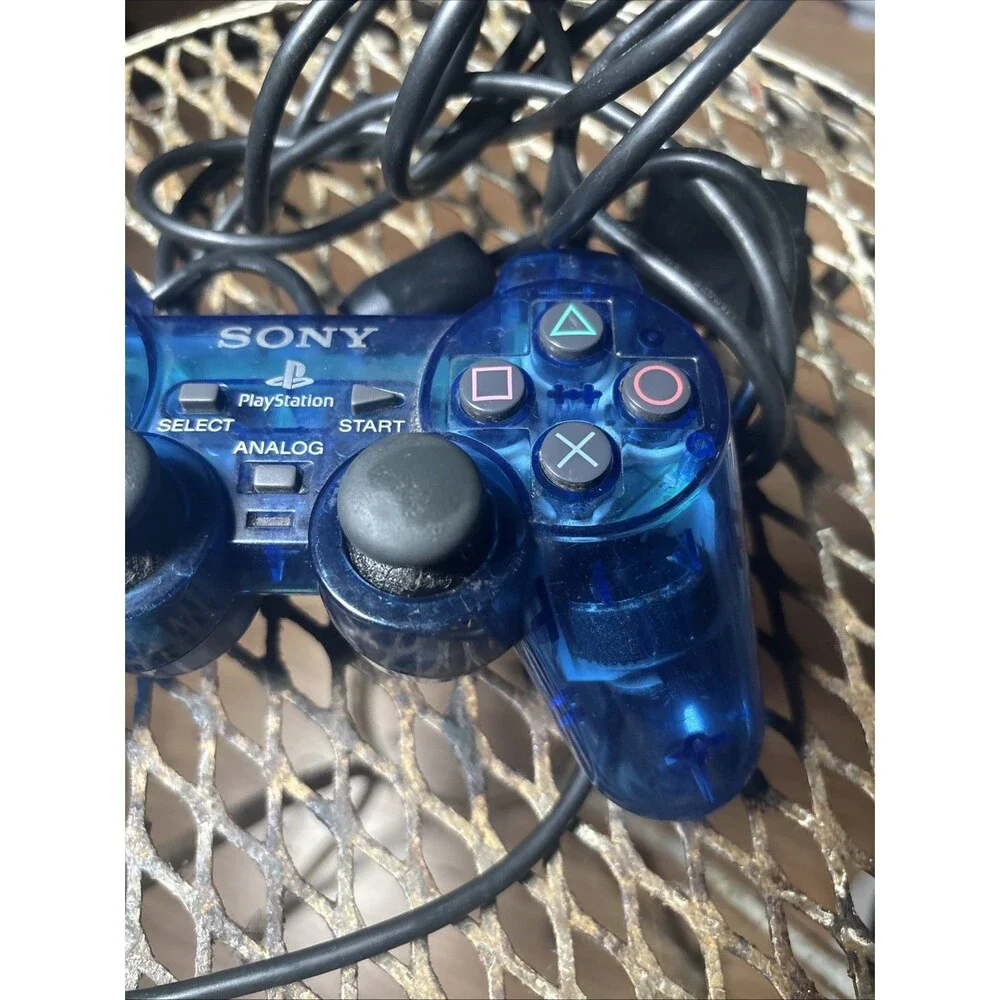 Sony PlayStation 2 PS2 Ocean Blue Clear Controller DualShock OEM SCPH-10010